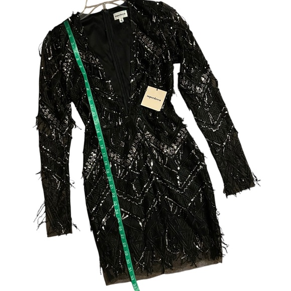 SUPERDOWN NWT Black Long Sleeve Nia Sequin Fringe Mini Dress XS - Picture 11 of 16